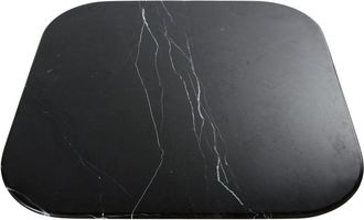 Maisons du monde Tablero de mesa de piedra efecto m&aacute;rmol negro para 4 personas L.90