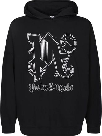 Palm Angels Monogram Logo Sweatshirt - Heren - Hoodies - Zwart - XS - Katoen - Hoodies & sweatvesten