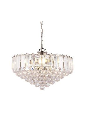 Netlighting Fargo 6 Light Ceiling Pendant Chrome Clear Acrylic E14 in Grey