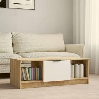vidaXL Vidaxl - Mesa De Centro Madera De Ingenier&iacute;a Blanco Y Roble 102x50x36 Cm
