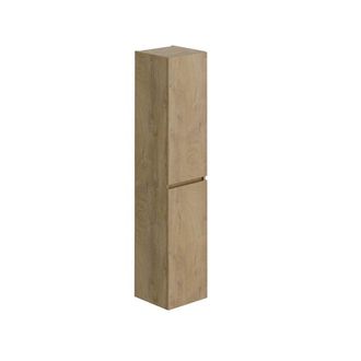 Thebalux hoge kast opliggend hout grlijst - dichte deur greeplijst in kleur meubel draaiend grijs linnen kleur/structuur ribbd navarro eiken houten links achte