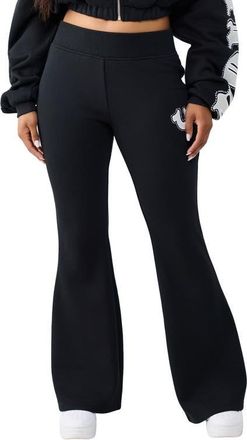 True Religion Crystal Branded Flare Pants in Jet Black at Nordstrom, Size Xx-Large