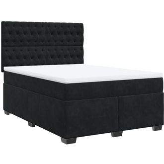 vidaXL Vidaxl - Cama Box Spring Con Colch&oacute;n Terciopelo Negro 160x200 Cm
