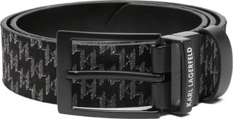 Karl Lagerfeld Gespriem met pied-de-poule print - Zwart