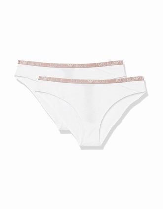 Emporio Armani Womens 2-Pack Basic Cotton Brief, White - Size: 10