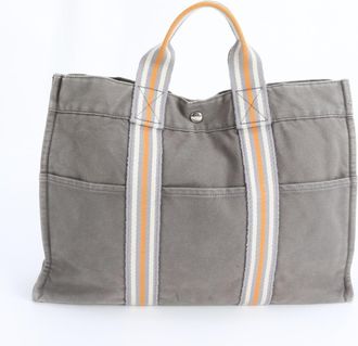 Herm&egrave;s Gray Orange Tote Bag (Pre-Owned)