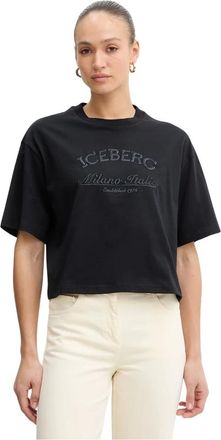 Iceberg Tops, Dames, Zwart, L, Katoen, Katoenen T-shirt