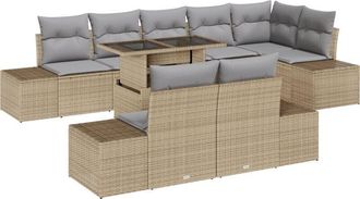 vidaXL Garden Sofa Set 9 pcs Beige and light grey 100 x 55 x 73 cm Vidaxl