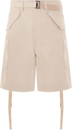 sacai belted twill cargo shorts - Neutrals