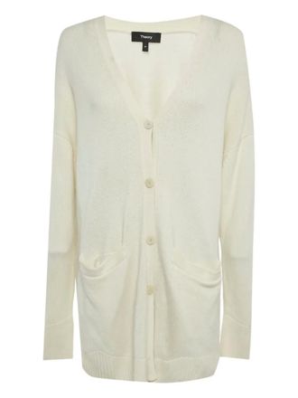 Theory patch-detail ribbed-knit cardigan - Neutrals