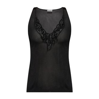 Balmain Top met kanten details - Dames - Tops zonder mouwen - Zwart - S - Leer - Tops