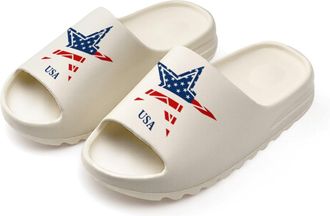 Generic Five Pointed Flag Slides for Women Men Soft Thick Bottom Coconut Slippers Sandals for Bathroom Beach