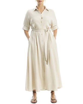 Max Studio Large Roll Sleeve Belted Dress
