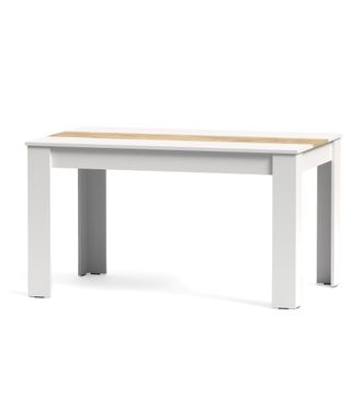 Home Heavenly Home Heavenlymesa De Comedor Mirko Fija - Dise&ntilde;o Moderno Y Resistente, Mesa Rectangular Para Comedor O Cocina - Estructura Esta Color: Blanco Oak Gold