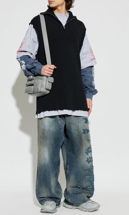 Balenciaga Sweatshirt With Combined Fabrics, Mens, Black