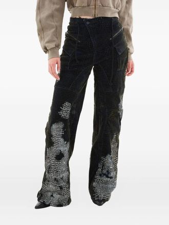 Ottolinger snake-effect wide-leg jeans - unisex - Polyester/Cotton/Elasterell-P - M - Black