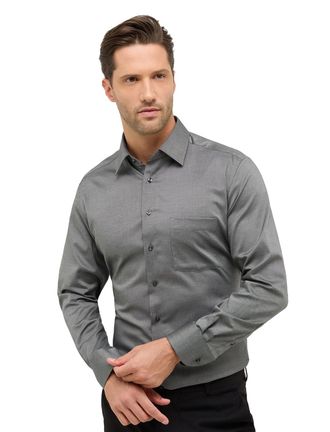 Eterna overhemd print grijs katoen normale fit