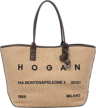 Hogan Address Medium Raffia Shopping Bags