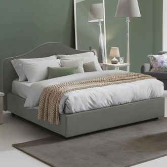 Dmora Dmora - Cama Matrimonial Dabda, Cama Contenedor Con Revestimiento De Tela, 100% Made In Italy, Apertura Frontal, Con Colch&oacute;n De Cm 160x190 Incluido, G