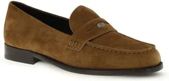 Tory Burch Womens Beige Calf Leather Bos Taurus Slip-On Loafers