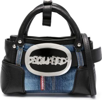 Dsquared2 Belt denim-patchwork tote bag - women - Cotton/Calf Leather - OS - Black
