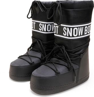 Generic Womens Winter Skiing Fur Duck Boots Waterproof Non-Slip Mid Calf Ankle Booties With Removable Insoles For Snow Hiking(Black,5.5)