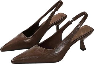 Generic Women Print High Heel Pumps Summer Elegant Party Spaghetti Pointed Toe Dress Shoes Brown