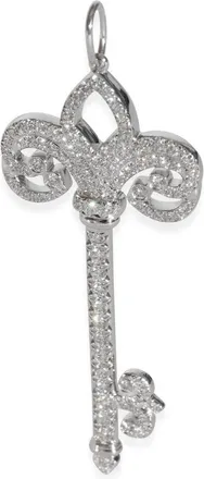 Tiffany & Co. Pre-Owned Tiffany & Co. Fluer de Lis Diamond Key Pendant in Platinum 0.37 CTW