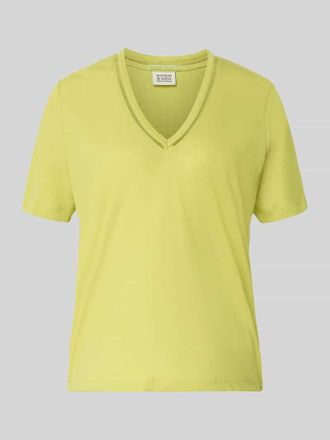 Scotch & Soda Regular Fit T-Shirt aus Leinen-Mix mit V-Ausschnitt in Gruen, Gr&ouml;&szlig;e XL