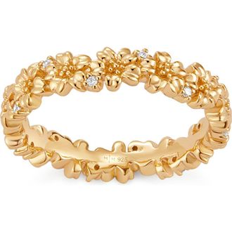 Made by Mary Cubic Zirconia Birthstone Flower Eternity Band Ring in Gold March at Nordstrom, Size 10