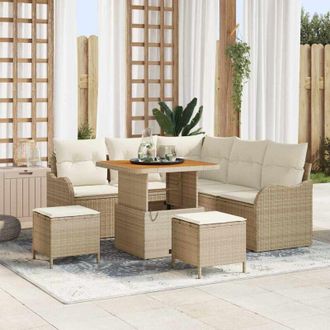 vidaXL Vidaxl - Conjunto De Sof&aacute; De Jard&iacute;n 8 Pcs Beige, Crema 80 X 80 X 71 Cm
