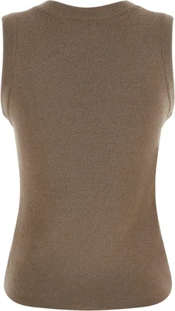 Giuseppe Di Morabito Crystal-Brooch Asymmetrical Knit Tank Top - Taupe