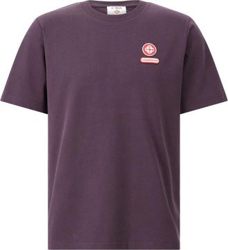 Casablanca Logo Patch T-shirt van Bio-Katoen - Heren - T-shirts - Paars - 2XL - Katoen - Tops
