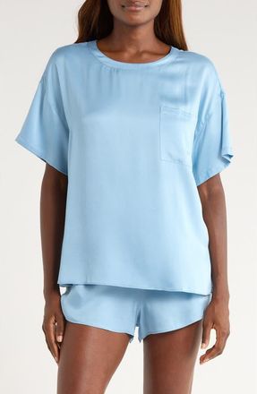 Lunya Washable Silk Tee Short Pajamas in Arctic Sky at Nordstrom, Size X-Large