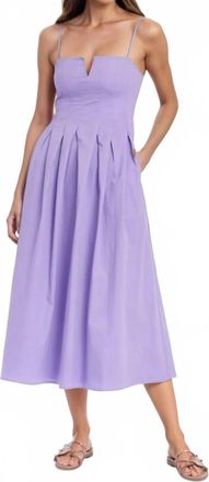 Badgley Mischka Hallie Pleated Cotton Day Dress In Raindrops