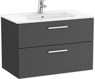 Roca Roca - Unik - Mueble Base 2 Cajones + Lavabo Color: Roble City Texturizado - Medidas: 705x453x515 Mm