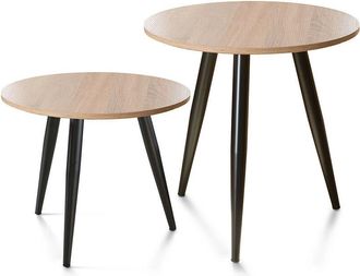 Home Heavenly Home Heavenly - Juego de 2 mesitas auxiliares dandi. Mesitas decorativas estilo industrial de 50 o 40 cm de diámetro. Color : Blanco