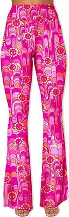 Generic Womens Deerose Womens Hippie Trousers Waist Stretch Flare Pants Slim Fit Flare Leg, red, M