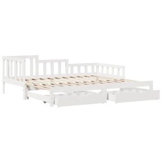 Berkfield Home Versatile Daybed with Trundle & Drawers Frame White 90x190 cm Single