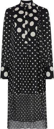 Nina Ricci Kleedjes, Dames, Zwart, L, Polka Dot Zijden Midi Jurk