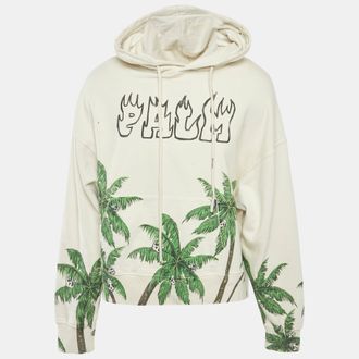 Palm Angels Beige Palma & Skull Print Cotton Sweatshirt