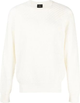 Brioni Beige Cotton-Silk Crew-Neck Jumper