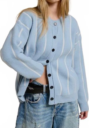 Mimosa Striped Button Down Knit Cardigan In Blue