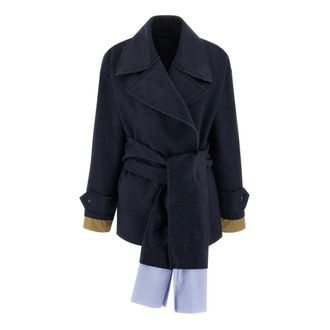 JEJIA Jassen, Dames, Blauw, XS, Wol, Cashmere Wollen Jas