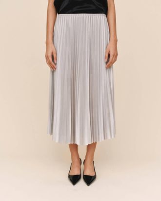 Bella Dahl Pleated Skirt In Silver Shimmer