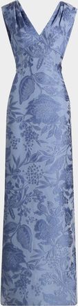 Lela Rose Floral Jacquard Gown