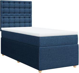 vidaXL Cama Box Spring Con Colch&oacute;n Tela Azul 100x200 Cm Vidaxl