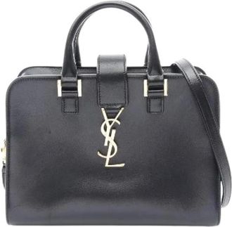 Saint Laurent Pre-owned Baby Monogram Cabas 2way Leather Handbag - Dames - Vintage Handtas - Zwart - ONE Size - Leer - Vintage