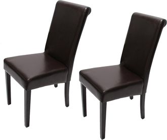 Hhg Hhg - Nunca Usado] Lote De 2 Sillas De Comedor Silla De Cocina Novara Ii, Cuero, Marr&oacute;n, Patas Oscuras