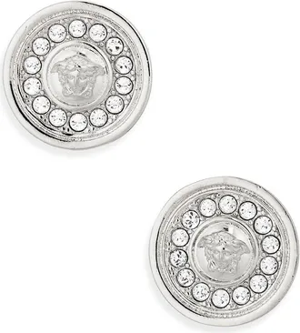 Versace Medusa Crystal Disc Stud Earrings in Palladium 82 Crystal at Nordstrom